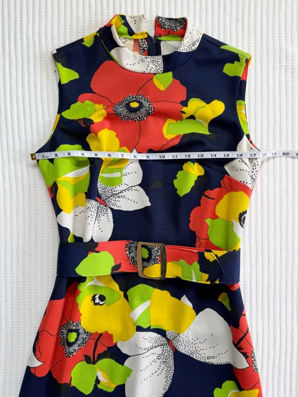 60’s 70’s Mod Vintage Psychedelic Poppy & Butterfly Printed Maxi Dress & Belt - Picture 4 of 7
